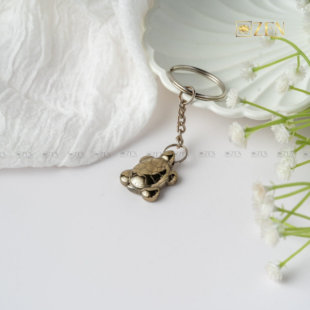 Porte-clés tortue en pyrite